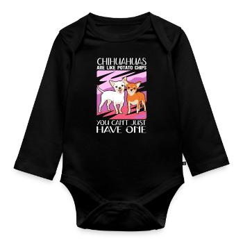Chihuahua Dogs | Dog Owner Gift - Organic Longsleeve Baby Bodysuit - black - Front