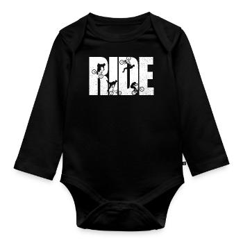 BMX Rider Ride Bicycle Retro Urban - Organic Longsleeve Baby Bodysuit - black - Front