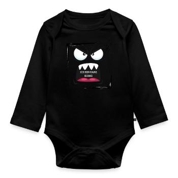 Wütendes Gesicht - Baby Bio-Langarm-Body - Schwarz - Vorne