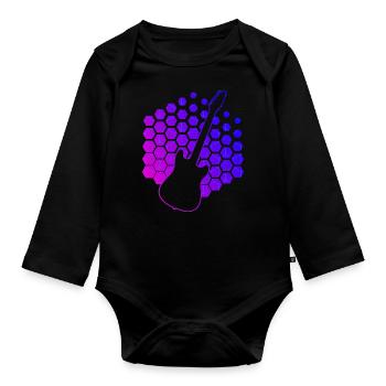 Guitariste Homme - Body Bébé bio manches longues - noir - Devant