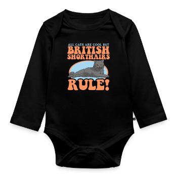 Britisch Kurzhaar Katze Katzenbesitzer Geschenk - Baby Bio-Langarm-Body - Schwarz - Vorne