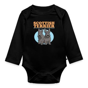 chiens terriers écossais | Cadeau de propriétaire de chien - Body Bébé bio manches longues - noir - Devant