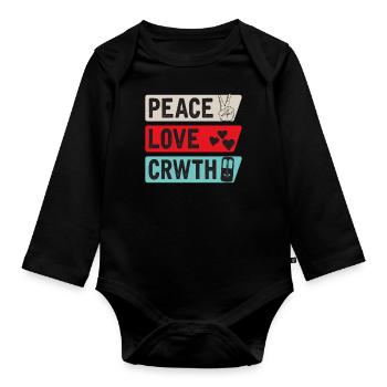Crwth Bowed Lyre Music Instrument - Organic Longsleeve Baby Bodysuit - black - Front
