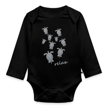 Schildkröte Turtle - Baby Bio-Langarm-Body - Schwarz - Vorne
