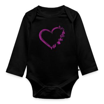 Camping Herz Natur Outdoor Berge - Baby Bio-Langarm-Body - Schwarz - Vorne