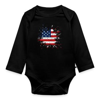 America USA - Baby Bio-Langarm-Body - Schwarz - Vorne