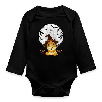 Halloween Hamster Pumpkins Scary Bat - Organic Longsleeve Baby Bodysuit - black - Front
