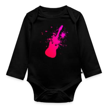 Guitariste Guitariste Homme Guitariste Guitare - Body Bébé bio manches longues - noir - Devant