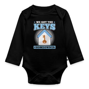 We have the keys - New homeowner - Organic Longsleeve Baby Bodysuit - black - Front