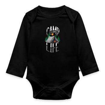 Camping Camper Présent Amoureux de la Nature - Body Bébé bio manches longues - noir - Devant
