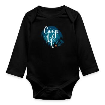 Camping Camper Present Nature Lovers - Organic Longsleeve Baby Bodysuit - black - Front