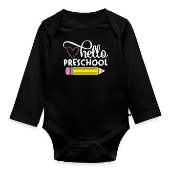 Bonjour préscolaire - Body Bébé bio manches longues - noir - Devant