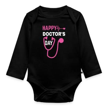 Arzt Mediziner Doktor PhD Internist Urologe Beruf - Baby Bio-Langarm-Body - Schwarz - Vorne