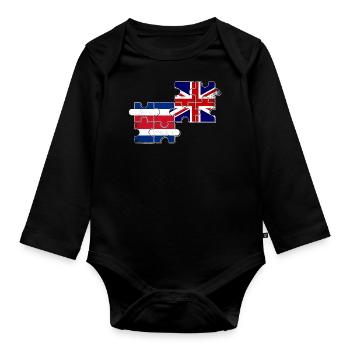 Costa Rica Great Britain Flag - Organic Longsleeve Baby Bodysuit - black - Front