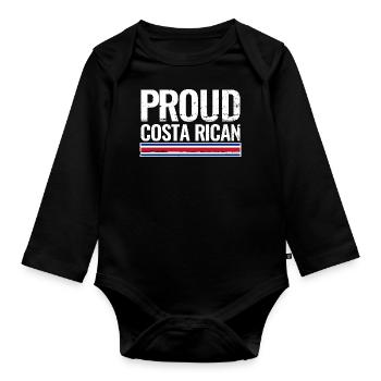 Proud Costa Rican Costa Rica Flag - Organic Longsleeve Baby Bodysuit - black - Front