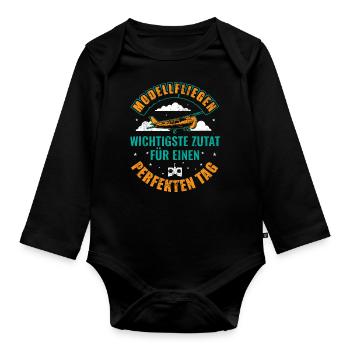 Modellfliegen - Baby Bio-Langarm-Body - Schwarz - Vorne
