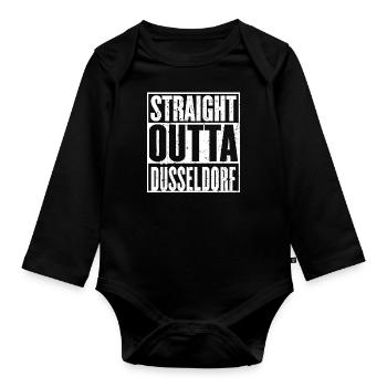 Straight Outta Düsseldorf Vintage - Organic Longsleeve Baby Bodysuit - black - Front