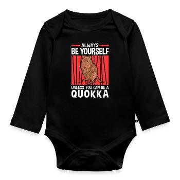 Sei immer ein Quokka australisches Beuteltier - Baby Bio-Langarm-Body - Schwarz - Vorne