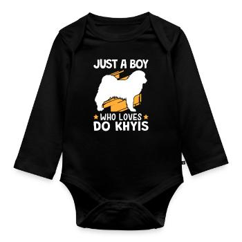 Only a boy who loves Do Khyi Tibetmastiff - Organic Longsleeve Baby Bodysuit - black - Front