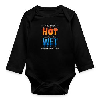 Fire Brigade Present Firefighter Papa Emergency Siren - Organic Longsleeve Baby Bodysuit - black - Front