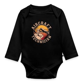 Fluggerätmechaniker Fluggerättechniker Luftfahrt - Baby Bio-Langarm-Body - Schwarz - Vorne