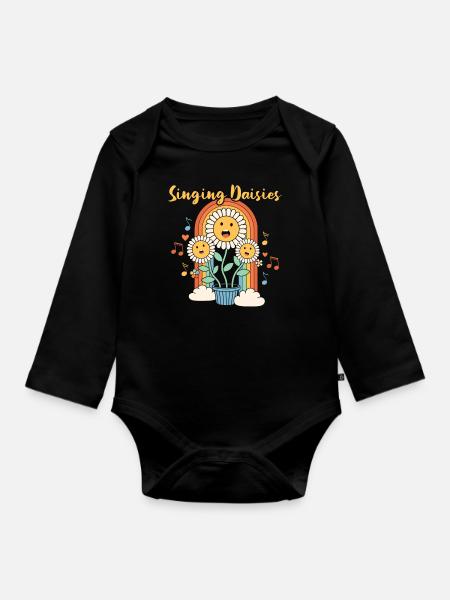 Hobbygärtner Garten Gärtner Gänseblume - Baby Bio-Langarm-Body - Schwarz