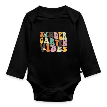 Groovy Hello Kindergarten Vibes Retro Teacher - Organic Longsleeve Baby Bodysuit - black - Front