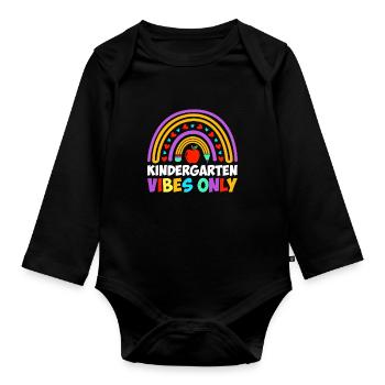 Groovy Hello Kindergarten Vibes Retro Teacher - Organic Longsleeve Baby Bodysuit - black - Front