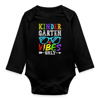 Groovy Hello Kindergarten Vibes Retro Teacher - Organic Longsleeve Baby Bodysuit - black - Front