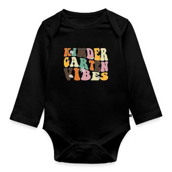Groovy Hello Kindergarten Vibes Retro Teacher - Organic Longsleeve Baby Bodysuit - black - Front