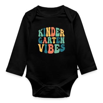 Groovy Hello Kindergarten Vibes Retro Teacher - Organic Longsleeve Baby Bodysuit - black - Front