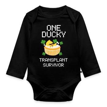 Lucky Transplant Survivor Organ Donor Awareness - Organic Longsleeve Baby Bodysuit - black - Front