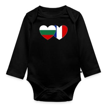 Bulgaria Fankreich Flag Heart - Organic Longsleeve Baby Bodysuit - black - Front