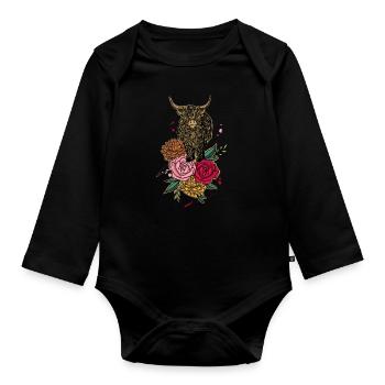 Scottish Highland Cow Cattle Cow Whisperer Farming - Organic Longsleeve Baby Bodysuit - black - Front