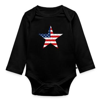 USA Star Vintage - Baby Bio-Langarm-Body - Schwarz - Vorne