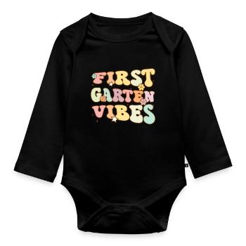 Retour à l’école Première année Vibes Enseignant étudiant - Body Bébé bio manches longues - noir - Devant