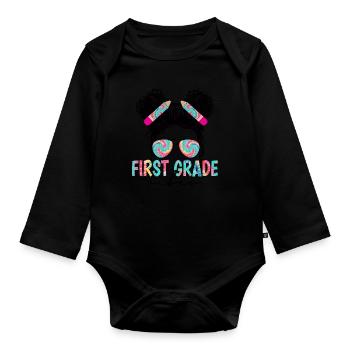 Back To School First Grade Vibes Student Teacher - Organic Longsleeve Baby Bodysuit - black - Front