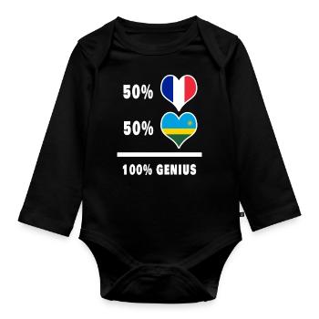 Das Frankreich und Ruanda Genie / Geschenk - Baby Bio-Langarm-Body - Schwarz - Vorne
