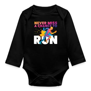 Running Runner Half Marathon - Organic Longsleeve Baby Bodysuit - black - Front