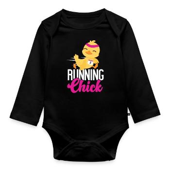 Running Runner Half Marathon - Organic Longsleeve Baby Bodysuit - black - Front