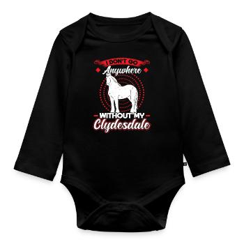 Je ne vais nulle part sans mon Clydesdale - Body Bébé bio manches longues - noir - Devant
