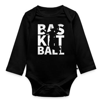 Basketball Ball Sport Graphique - Body Bébé bio manches longues - noir - Devant