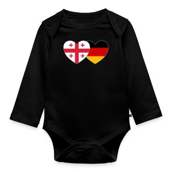 Georgien Deutschland Flagge Herz - Baby Bio-Langarm-Body - Schwarz - Vorne