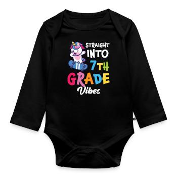 Straigt Into7th Grade vibes Retro Groovy Femmes - Body Bébé bio manches longues - noir - Devant