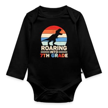 Roaring Into7th Grade vibes Retro Groovy Femmes - Body Bébé bio manches longues - noir - Devant
