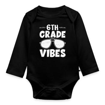 Vibrations de 6e sixième année retour à l’école pour l’enseignant - Body Bébé bio manches longues - noir - Devant