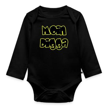 Moin Digga - Baby Bio-Langarm-Body - Schwarz - Vorne
