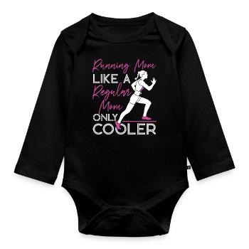 Running Runner Semi-Marathon Maman - Body Bébé bio manches longues - noir - Devant