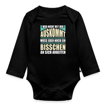 Sarkusmus Spruch Schwarzer Humor Lustiges Ironie - Baby Bio-Langarm-Body - Schwarz - Vorne