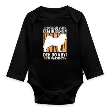 Vorsicht Do Khyi Herrchen Tibetmastiff - Baby Bio-Langarm-Body - Schwarz - Vorne